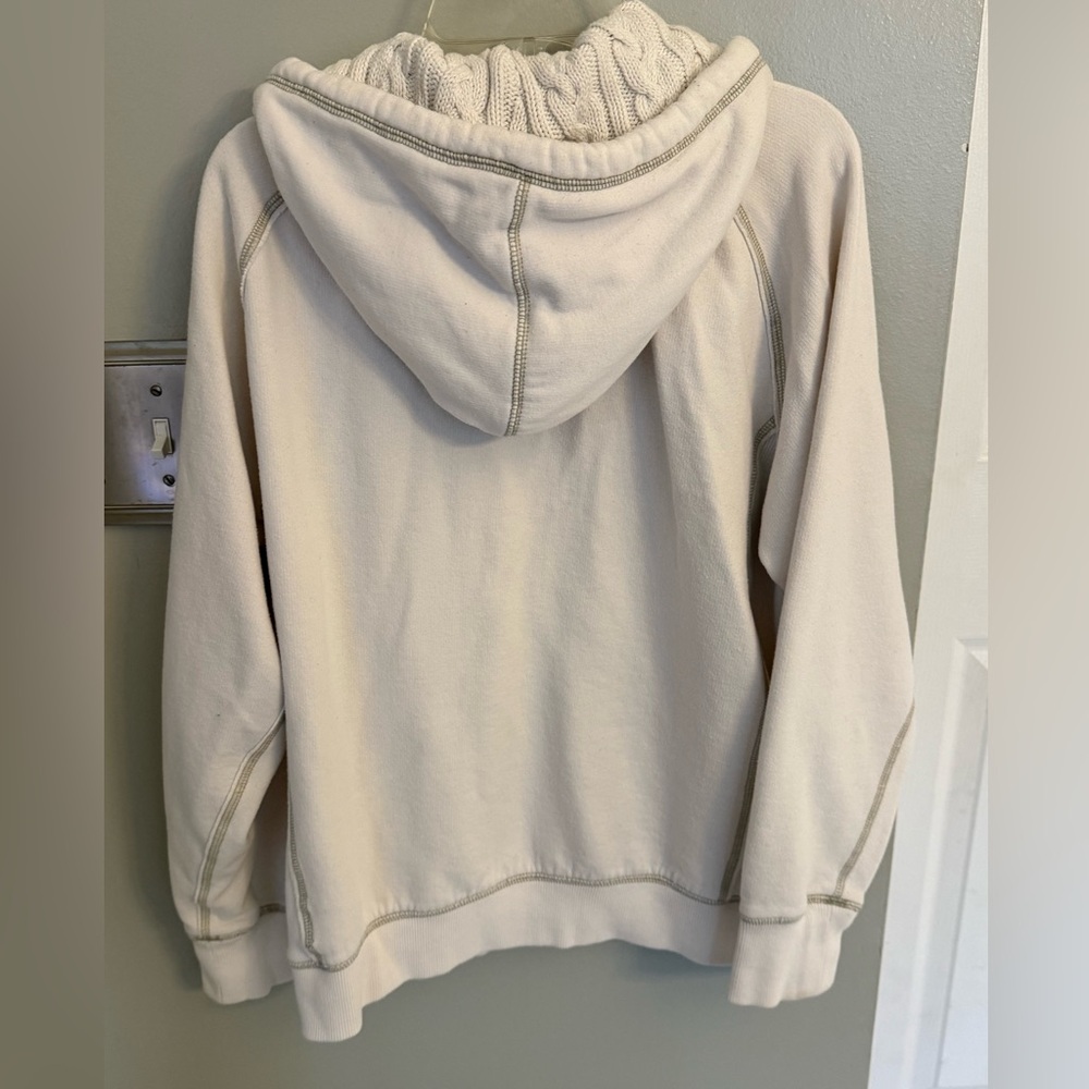 Sonoma Life + Style PXL Cream White Hoodie Jacket Full Zip Cable Sweater Lined - Picture 6 of 7